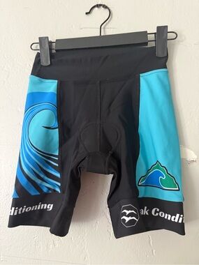 Zoca Black & Aqua Wave Bike Cycling/Compression Shorts Padded Shorts